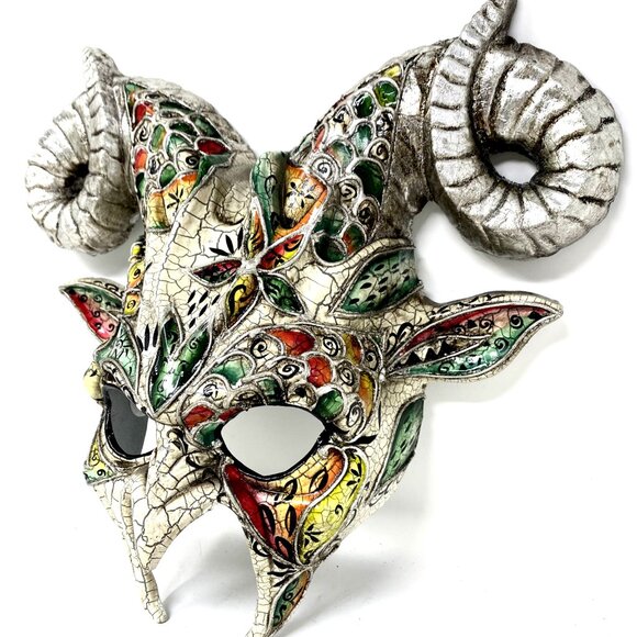 Krampus Ram Goat Demon with Horns Devil Halloween Masquerade Masks Party - Picture 4 of 4